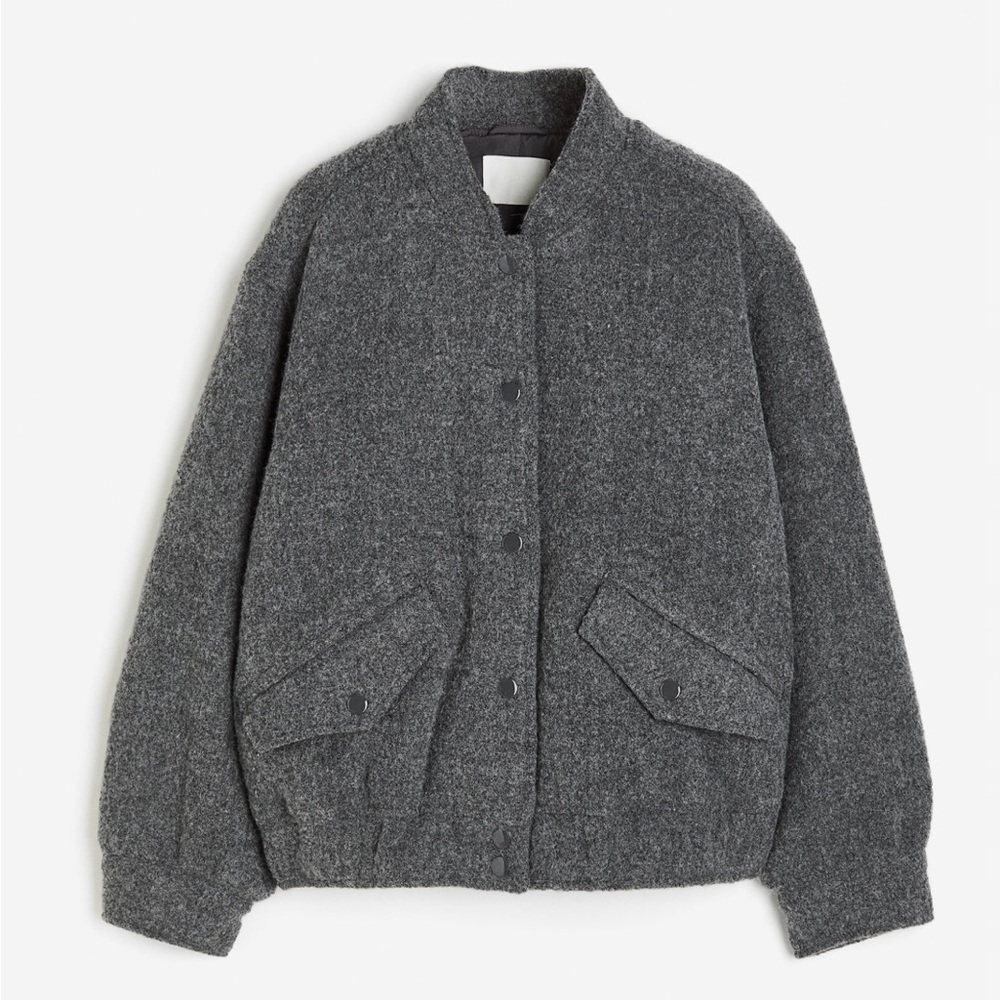 H&M Charcoal wool blend  Bomber Jacket